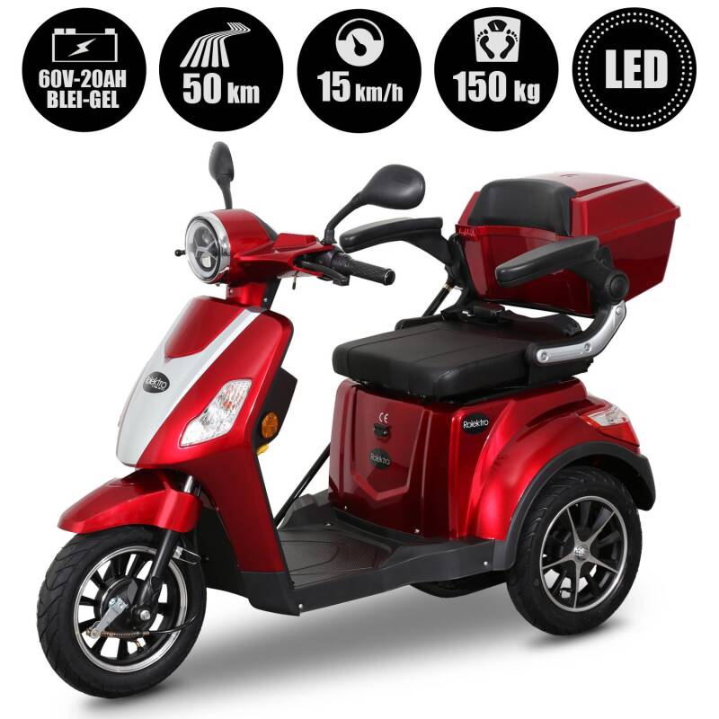 E-Trike 15 V.2 Blei-Gel; 15 km/h, Rot — Rot / 15 km/h / Blei