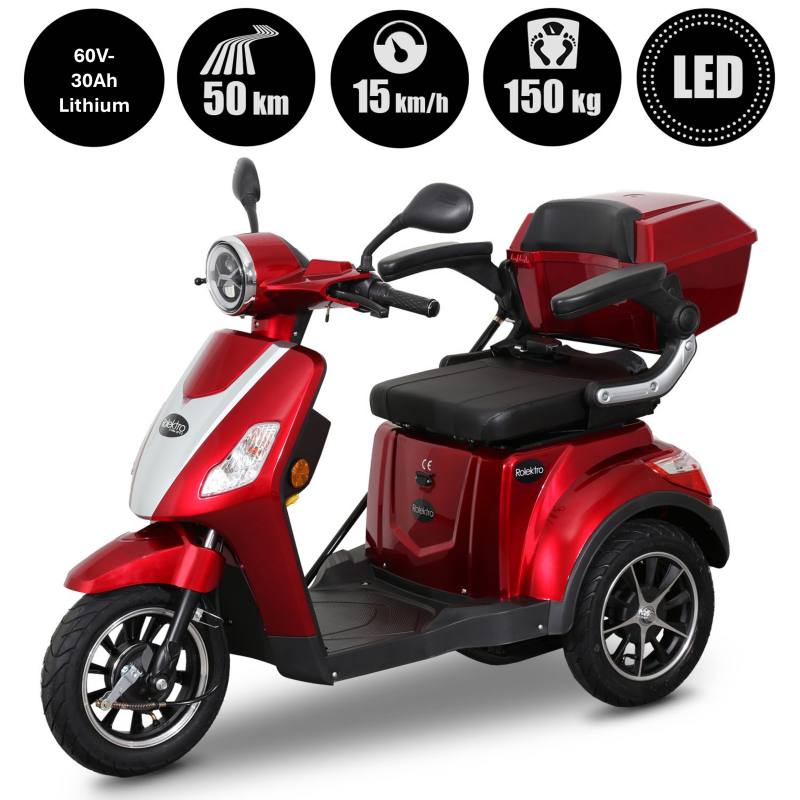 E-Trike 15 V.3 Lithium-Ionen, 15 km/h, Rot — Rot / 15 km/h / Lithium-Ionen