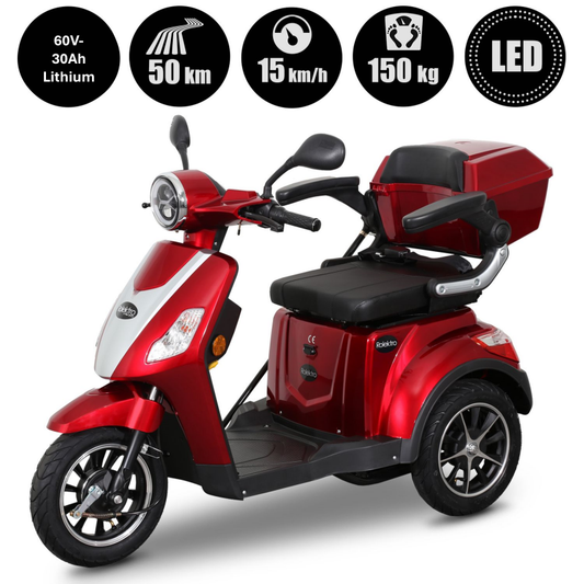 E-Trike 15 V.3 Lithium-Ionen, 15 km/h, Rot — Rot / 15 km/h / Lithium-Ionen