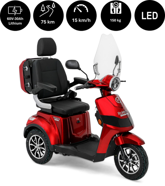 E-Trike 15 V.3 Premium Lithium-Ionen, 15 km/h, Rot — Rot / 25 km/h / Lithium-Ionen
